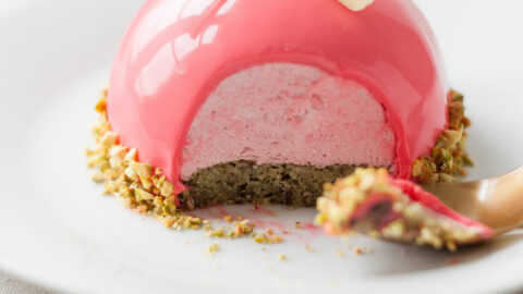 Raspberry Pistachio Dessert Dome - Lilie Bakery