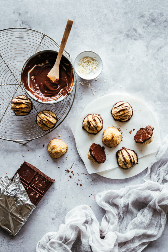 Rochers noix de coco-amandes & glaçage chocolat