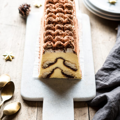 Bûche tiramisu chocolat crème marrons - Lilie Bakery