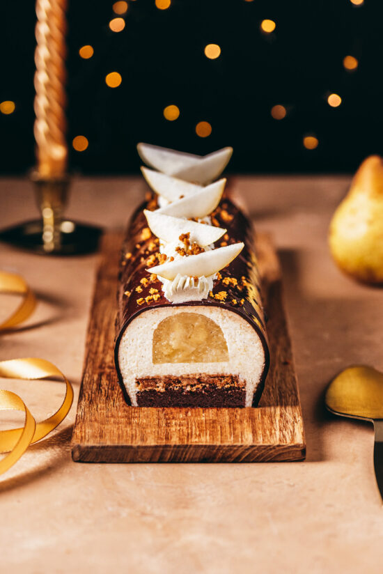 Bûche Poire Chocolat Croustillant Spéculoos